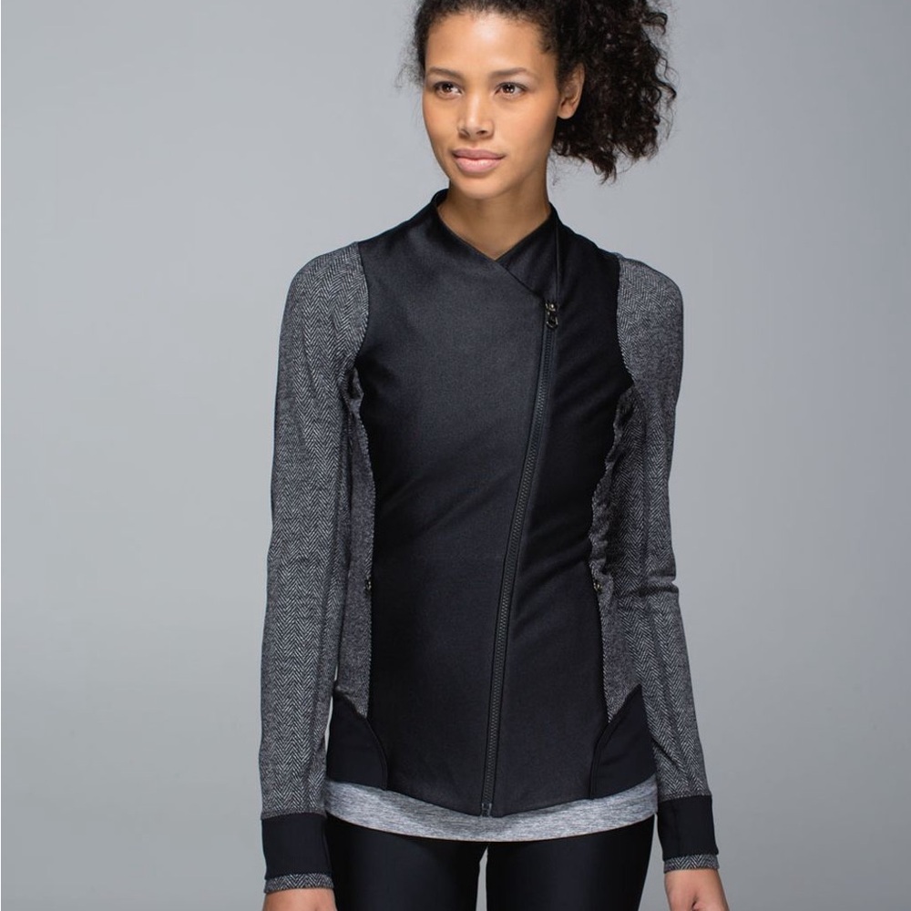 lululemon athletica Black and Gray Asymmetrical Bomber Jacket